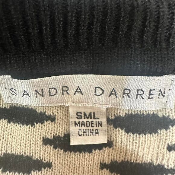 SANDRA DARREN Black Cream Polka Dot Long Sleeve Sweater Dress Women S Turtleneck - Picture 4 of 6